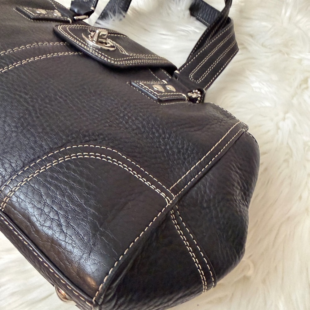 Coach Hampton F13961 Pebbled Leather Satchel Handbag Black - Picture 8 of 14